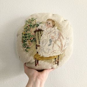 Vintage needlepoint pillow